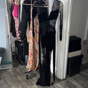 Black Sheer Lace Gown